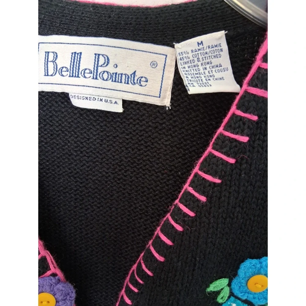 Vintage Floral 3D Embroidered Sweater Vest Size Med Granny Core‎ Cottage Core